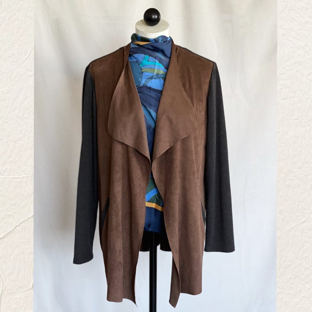 NWOT Chico's Faux Suede Draped Open-front Jacket/ Cardigan